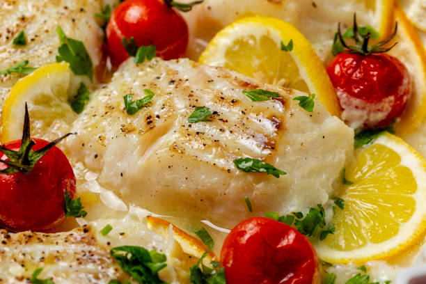 Lemon cod and potatoes baked in the oven