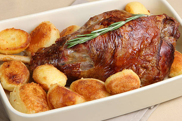 Roasted lamb with lemon potatoes